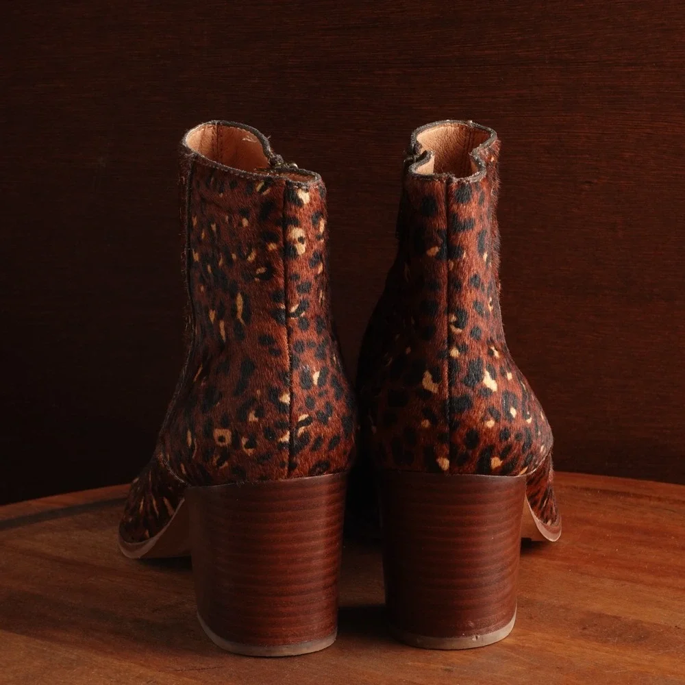 Madewell Boots WMS SZ 8.5 Brown Rosie Calf Hair Leopard Western Coastal Cowgirl